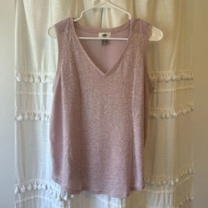 Old Navy lavender sleeveless top mixed-media v neck semi sheer in back size M